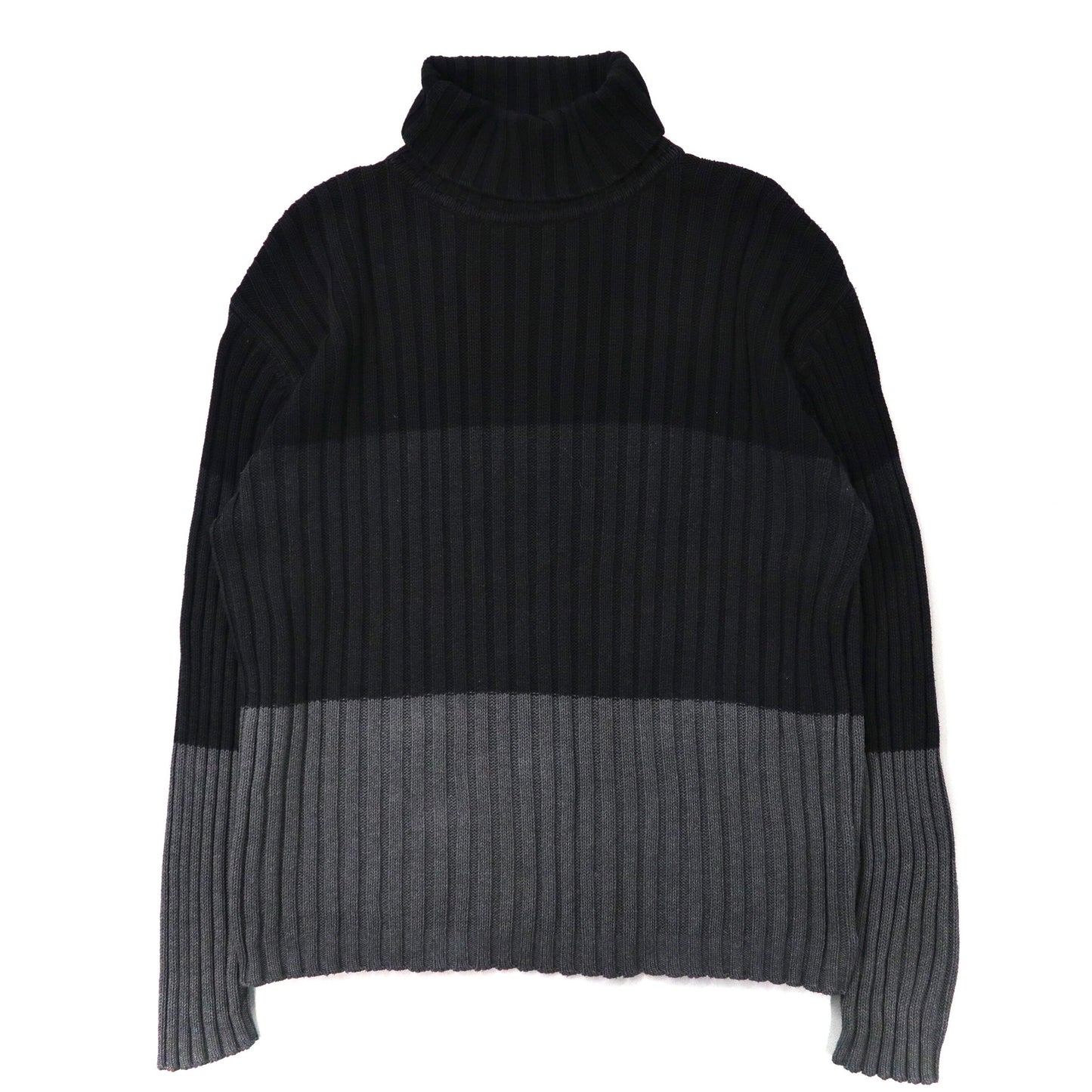 90s Turtleneck Rib Knit Sweater タートルネック リブニット セーター M グレー コットン AMERICA 90年代