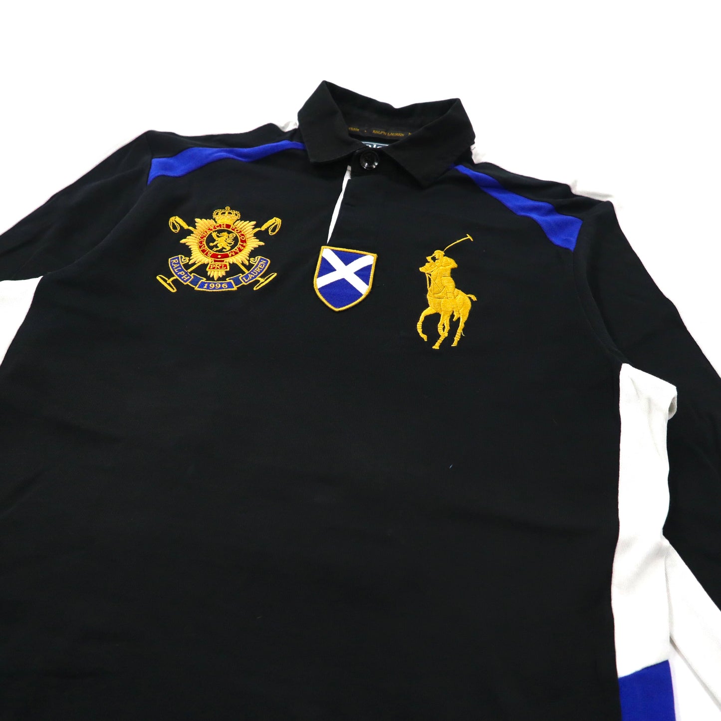 Polo by Ralph Lauren ラガーシャツ 170 ブラック プリマコットン ナンバリング ビッグポニー刺繍 BLACK WATCH POLO TEAM