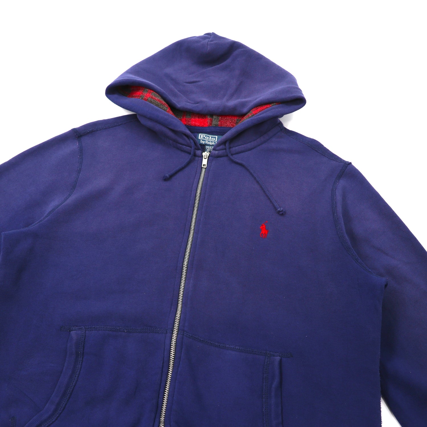 Polo by Ralph Lauren Zip Up Hoodie L Navy Cotton brushed lininged