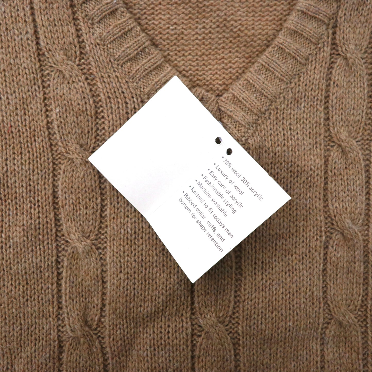 Fisherman Knit Vest アランニット ベスト XL ベージュ ウール ケーブル編み HILL & ARCHER グアム製 未使用品