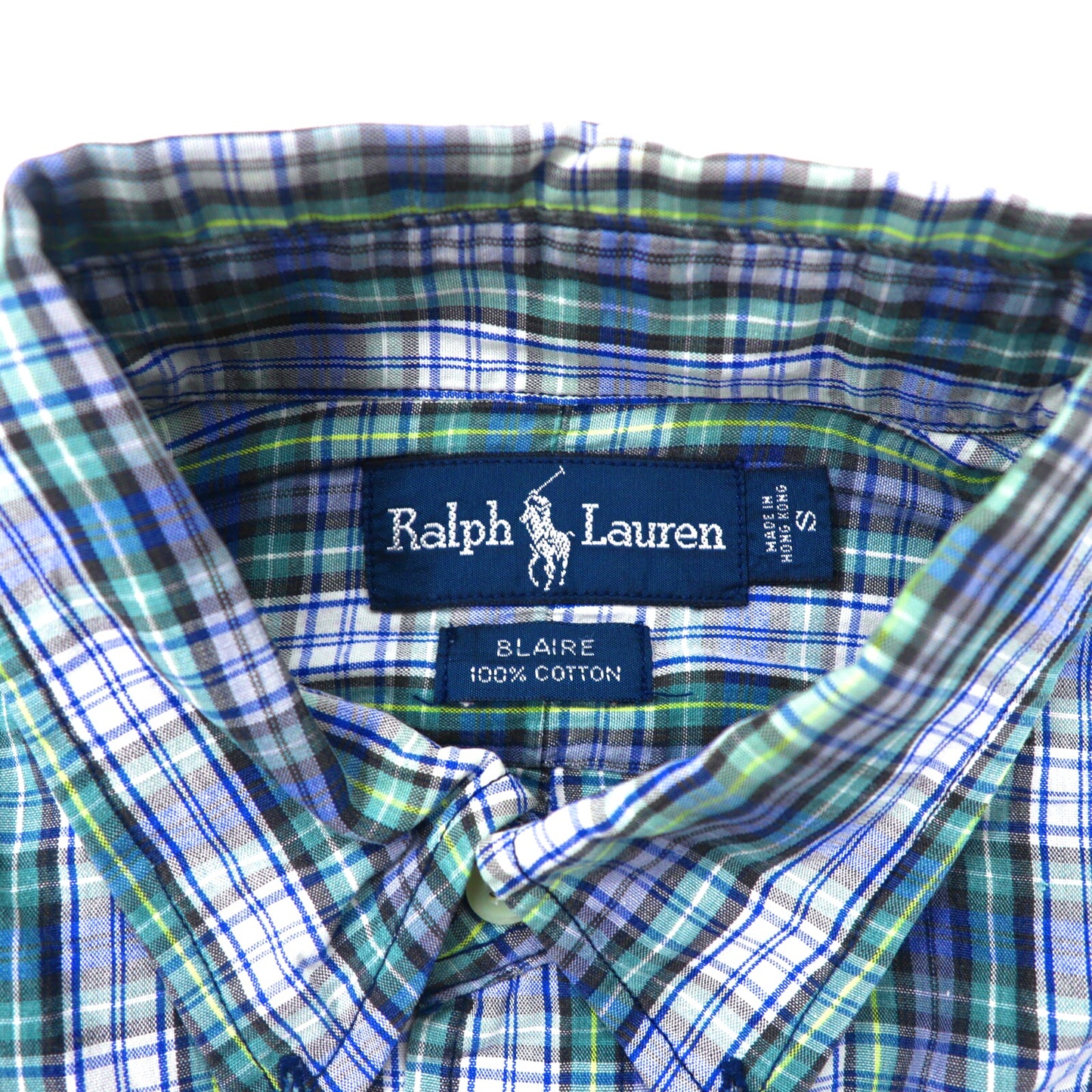 Ralph Lauren チェックシャツ S グリーン コットン BLAIRE スモールポニー刺繍