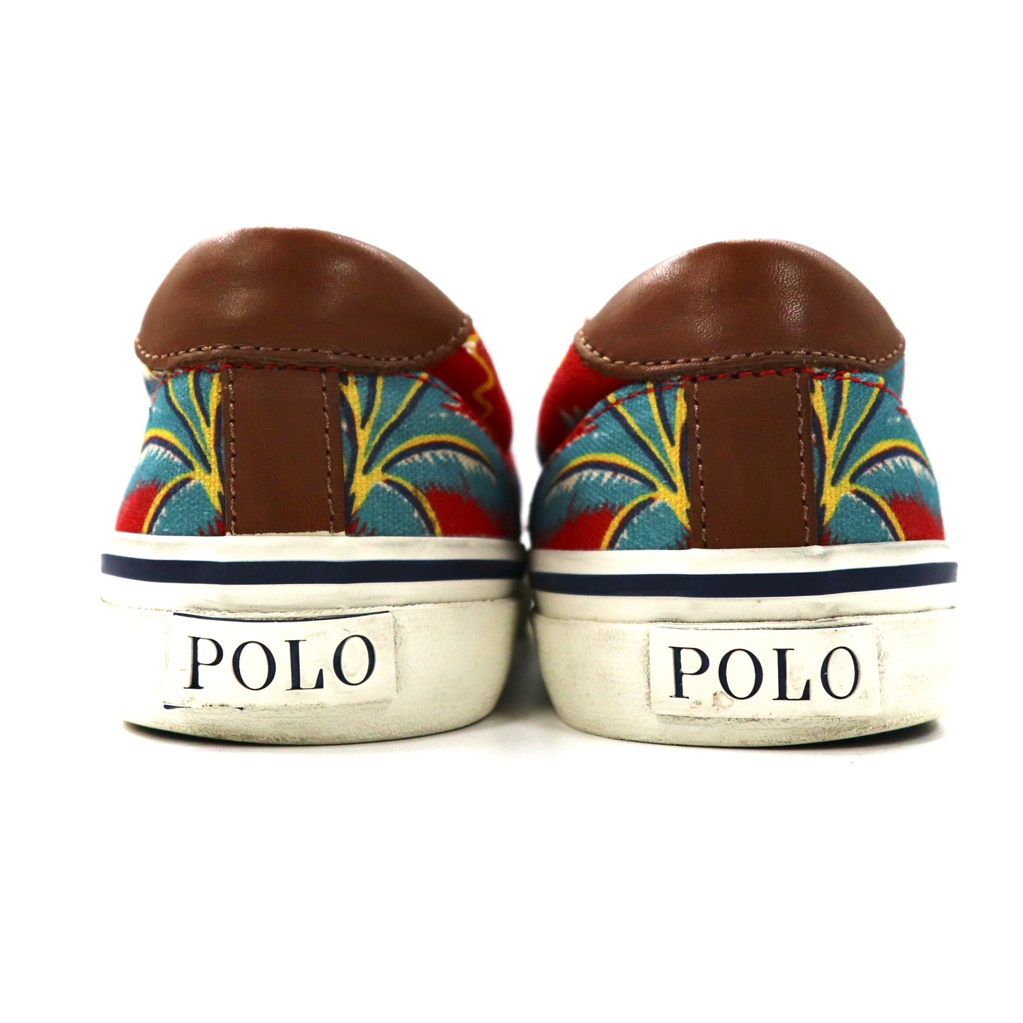 POLO RALPH LAUREN スニーカー 25.5cm レッド キャンバス 総柄 ビーチ 海外モデル