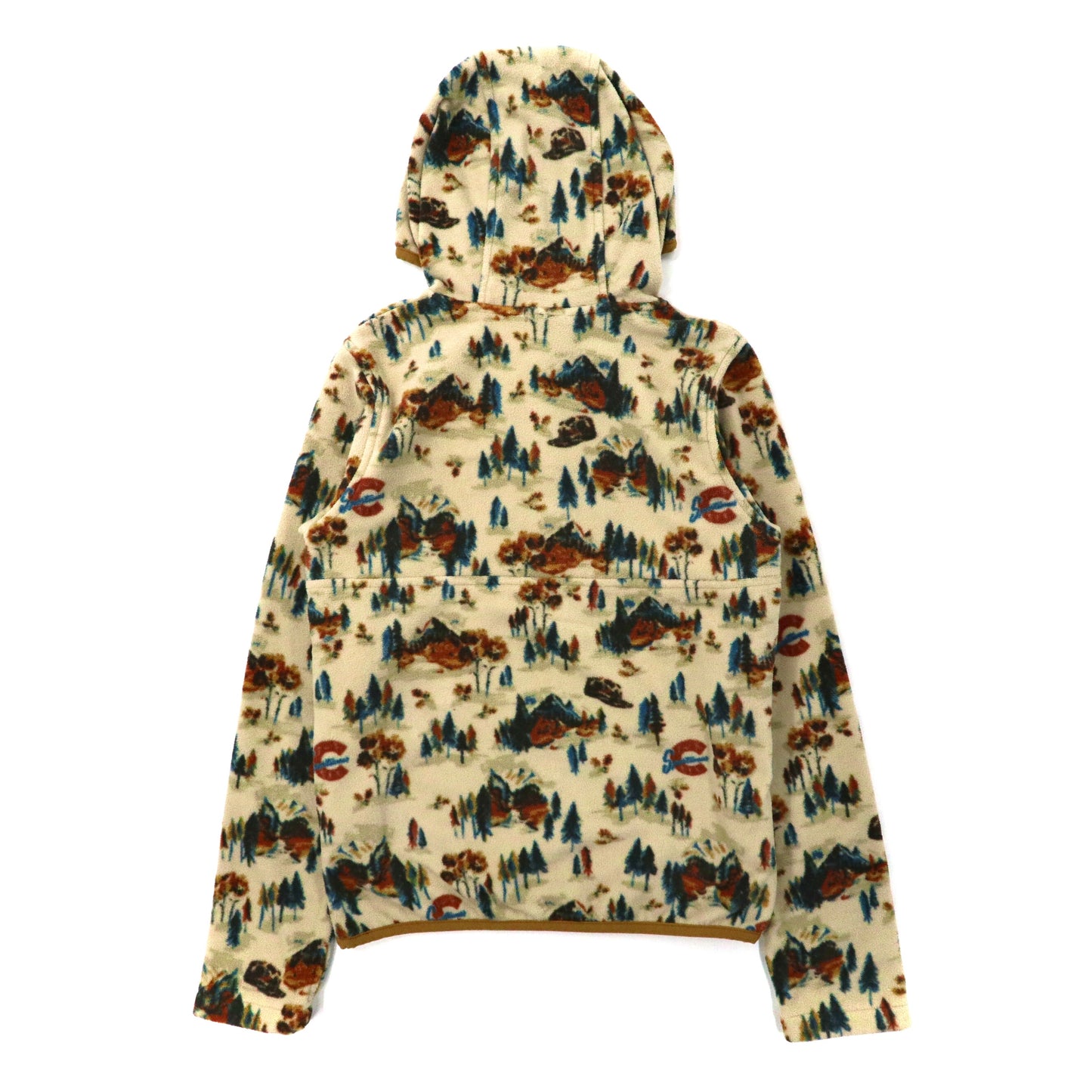 Columbia ハーフスナップフリースパーカー M ベージュ ポリエステル 総柄  MOUNTAIN SIDE FLEECE HOODIE AY1314