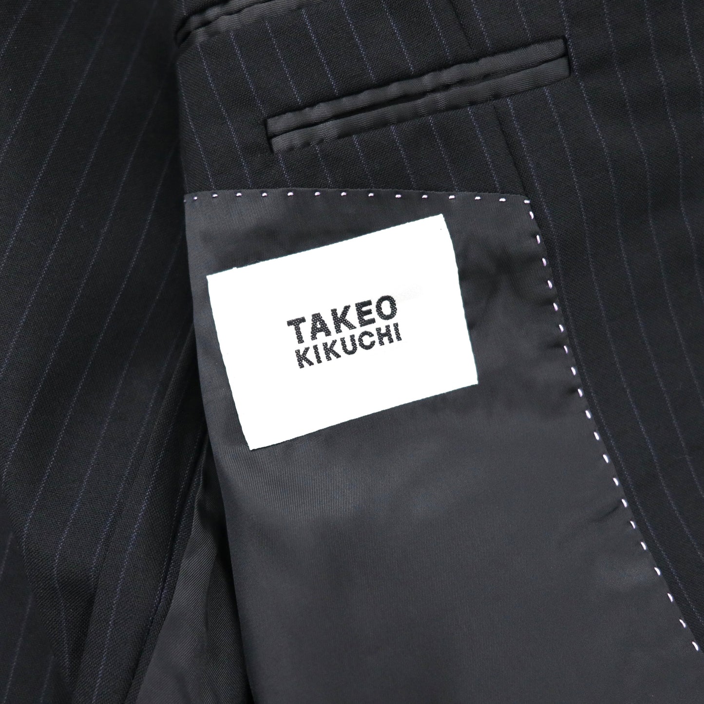 TAKEO KIKUCHI 3Bスーツ セットアップ 4 ブラック ストライプ ウール 日本製