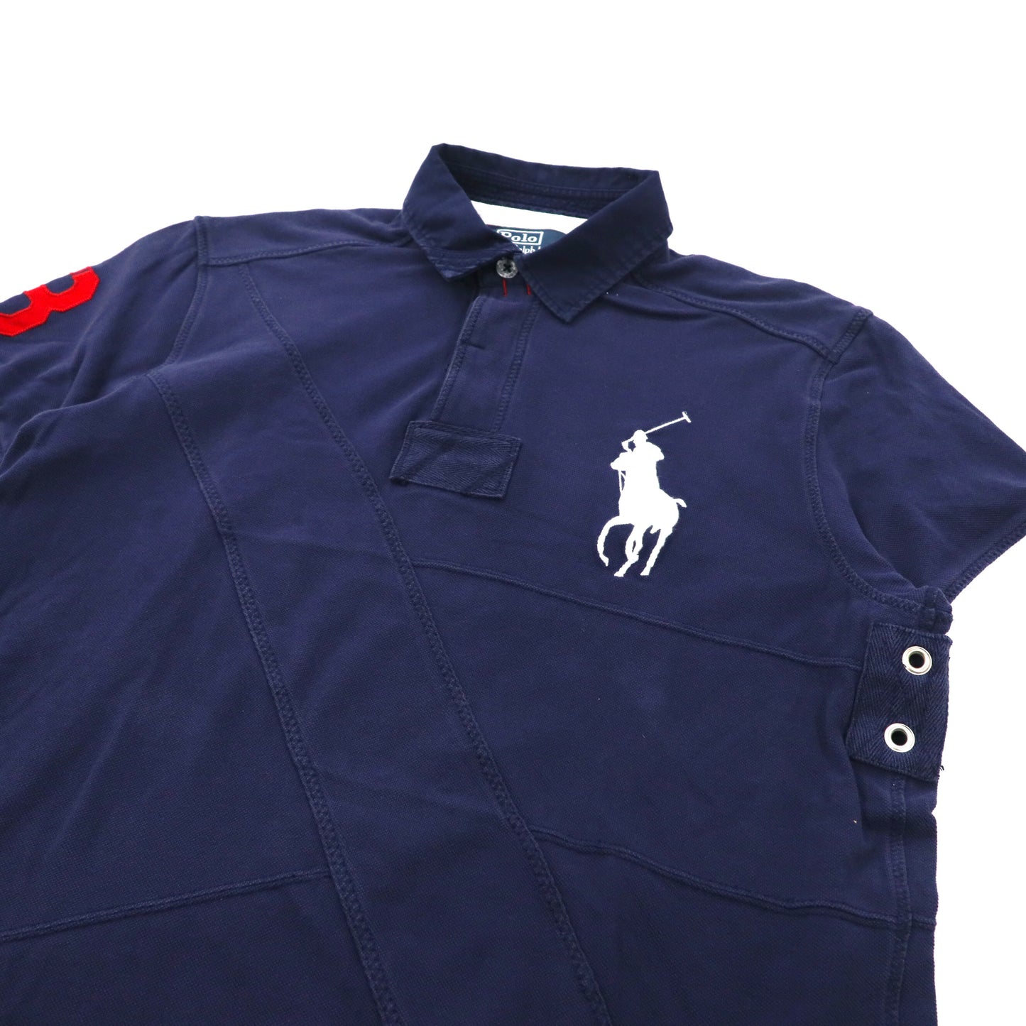 Polo by Ralph Lauren ポロシャツ L ネイビー コットン ビッグポニー刺繍 ナンバリング CUSTOM FIT