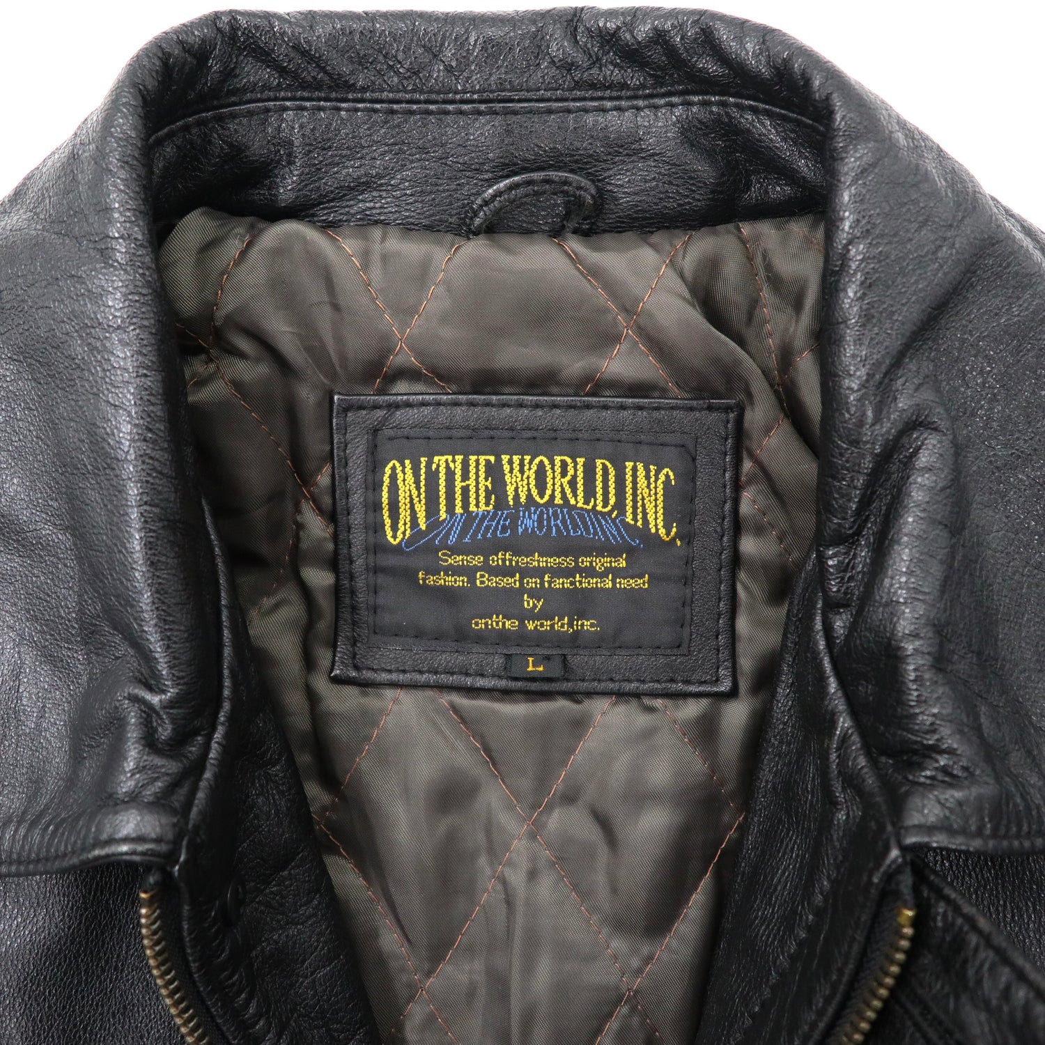 ON THE WORLD INC A-2 Leather Flight Jacket L Black Cowhide