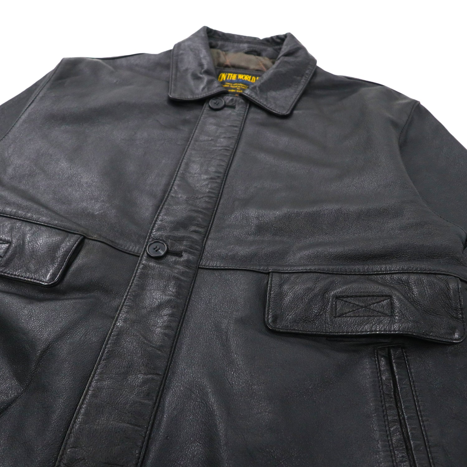 ON THE WORLD INC A-2 Leather Flight Jacket L Black Cowhide ...