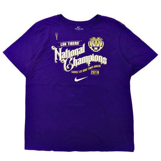 NIKEプリントTシャツ XL パープル コットン ビッグサイズ フットボール Men's LSU Tigers National Champ Celebration T-Shirt
