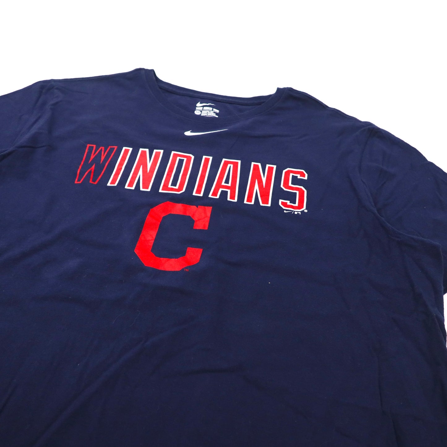 NIKE ビッグサイズ ベースボールプリントTシャツ XXL ネイビー コットン MLB Cleveland Guardians ニカラグア製