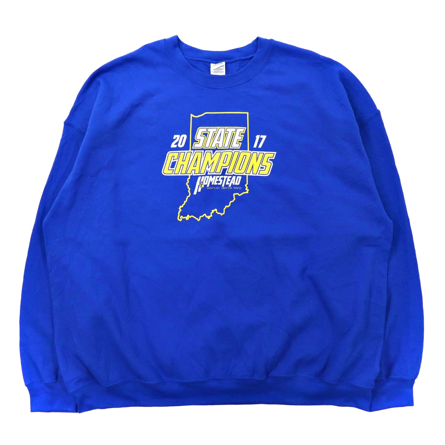 GILDAN ビッグサイズ フットボール プリントスウェット 3XL ブルー コットン 裏起毛 STATE CHAMPIONS HOMESTEAD ホンジュラス製