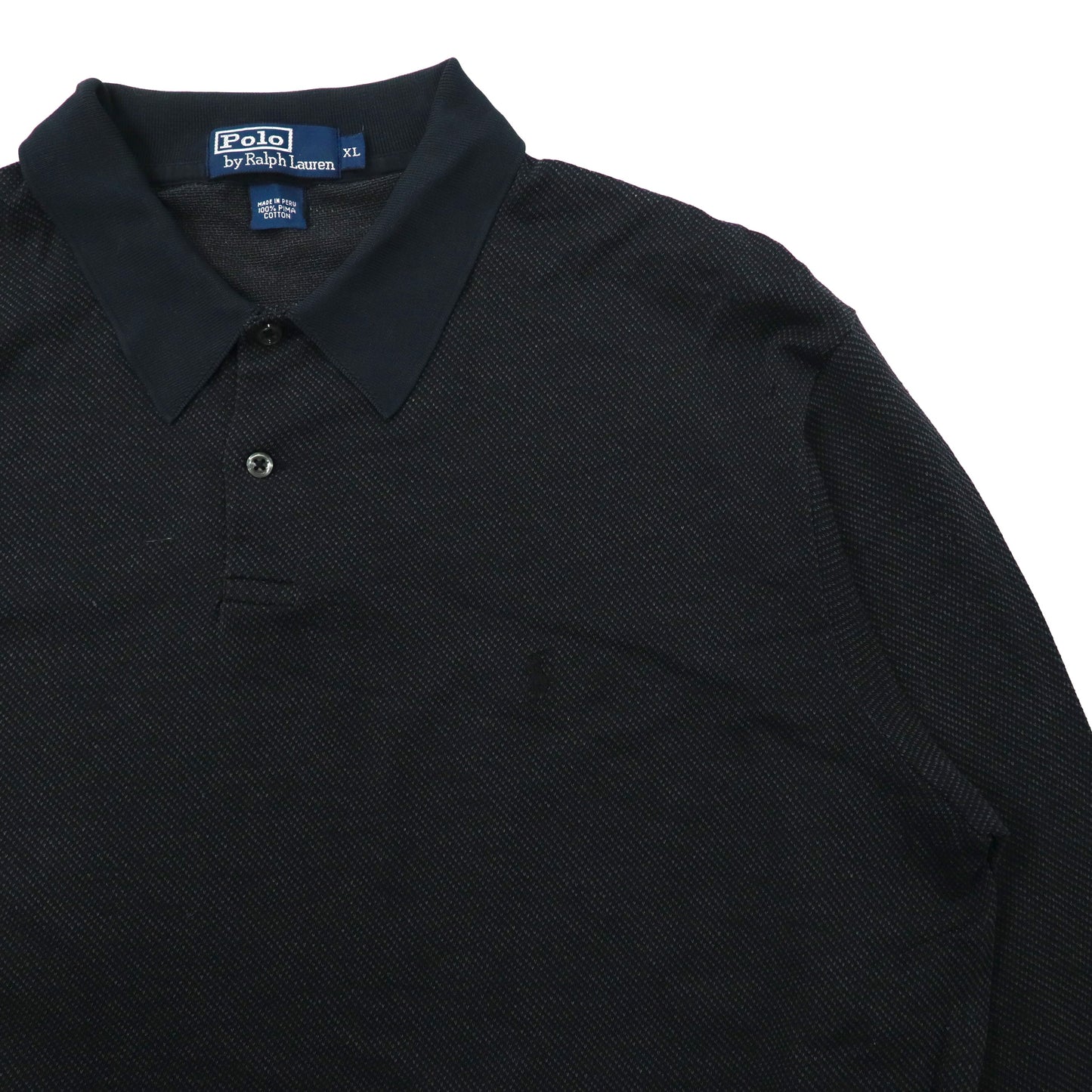 Polo by Ralph Lauren ビッグサイズ 長袖ポロシャツ XL ブラック ピマコットン バーズアイ スモールポニー刺繍 ペルー製