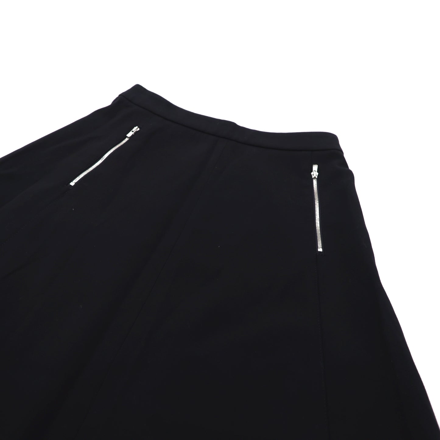 Calvin Klein バックジップ フレアスカート 2 ネイビー ポリエステル 日本製