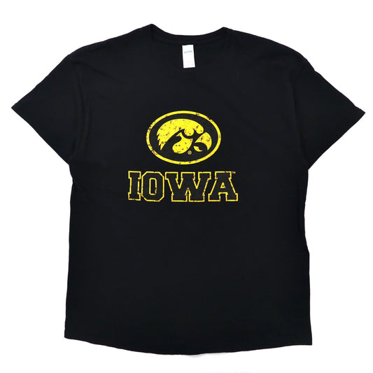 日本然リトテ-古着オンライン-GILDAN ビッグサイズ カレッジプリントTシャツ XL ブラック コットン IOWA ドミニカ共和国製-