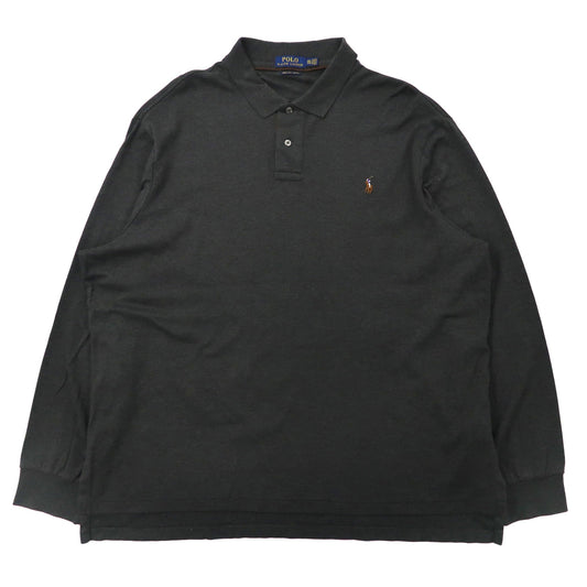 日本然リトテ-古着オンライン-POLO RALPH LAUREN ビッグサイズ 長袖ポロシャツ XXL グレー ピマコットン PIMA SOFT TOUCH スモールポニー刺繍-