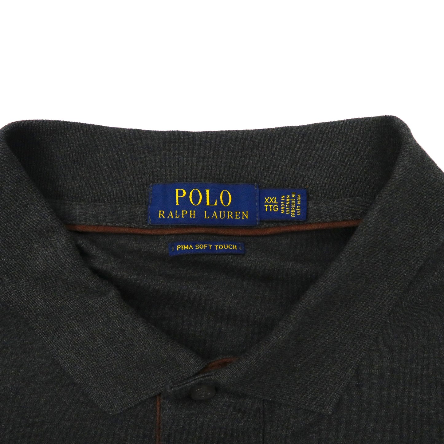 POLO RALPH LAUREN ビッグサイズ 長袖ポロシャツ XXL グレー ピマコットン PIMA SOFT TOUCH スモールポニー刺繍