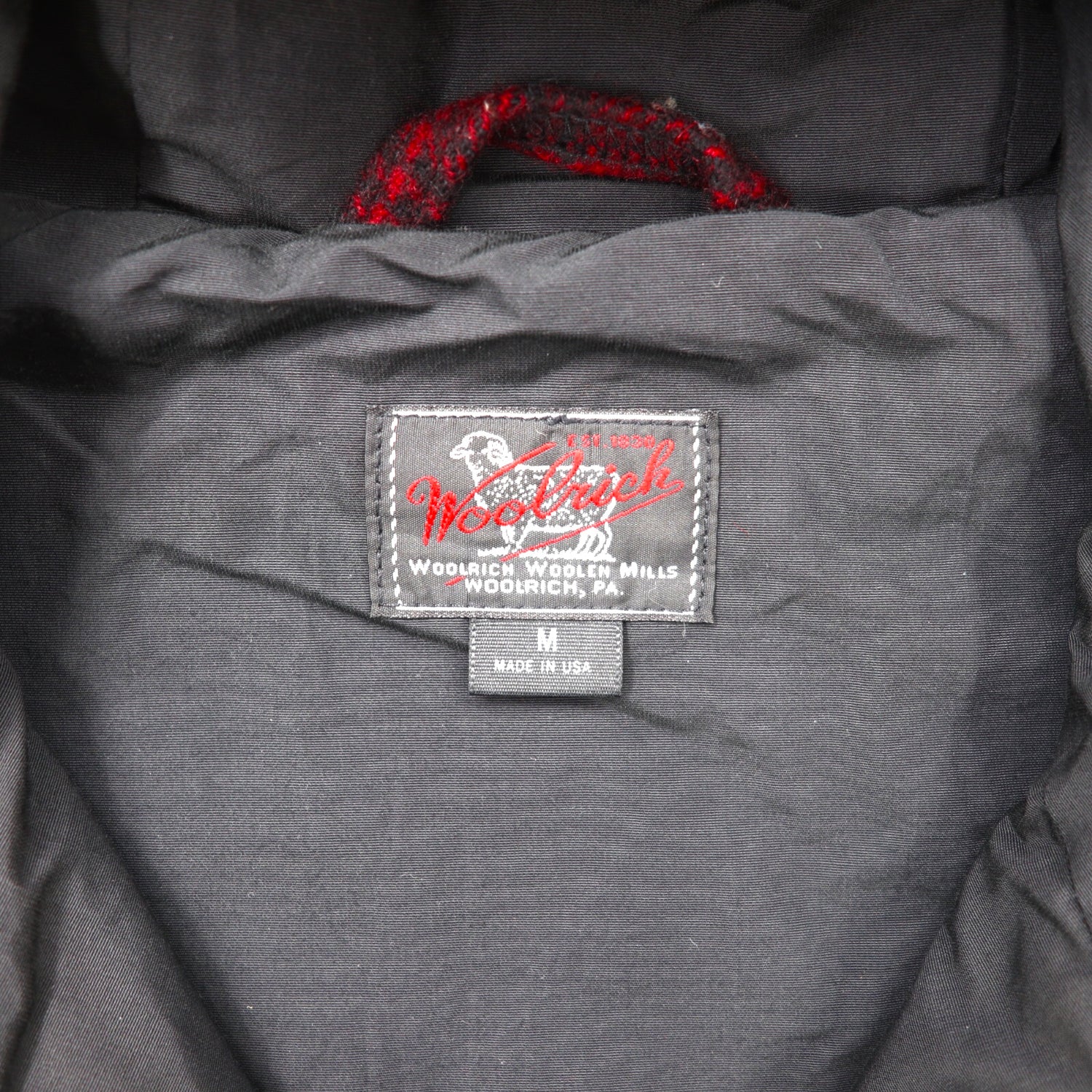 Woolrich Melton Hooded Jacket M Red Check Nepentes Made in USA