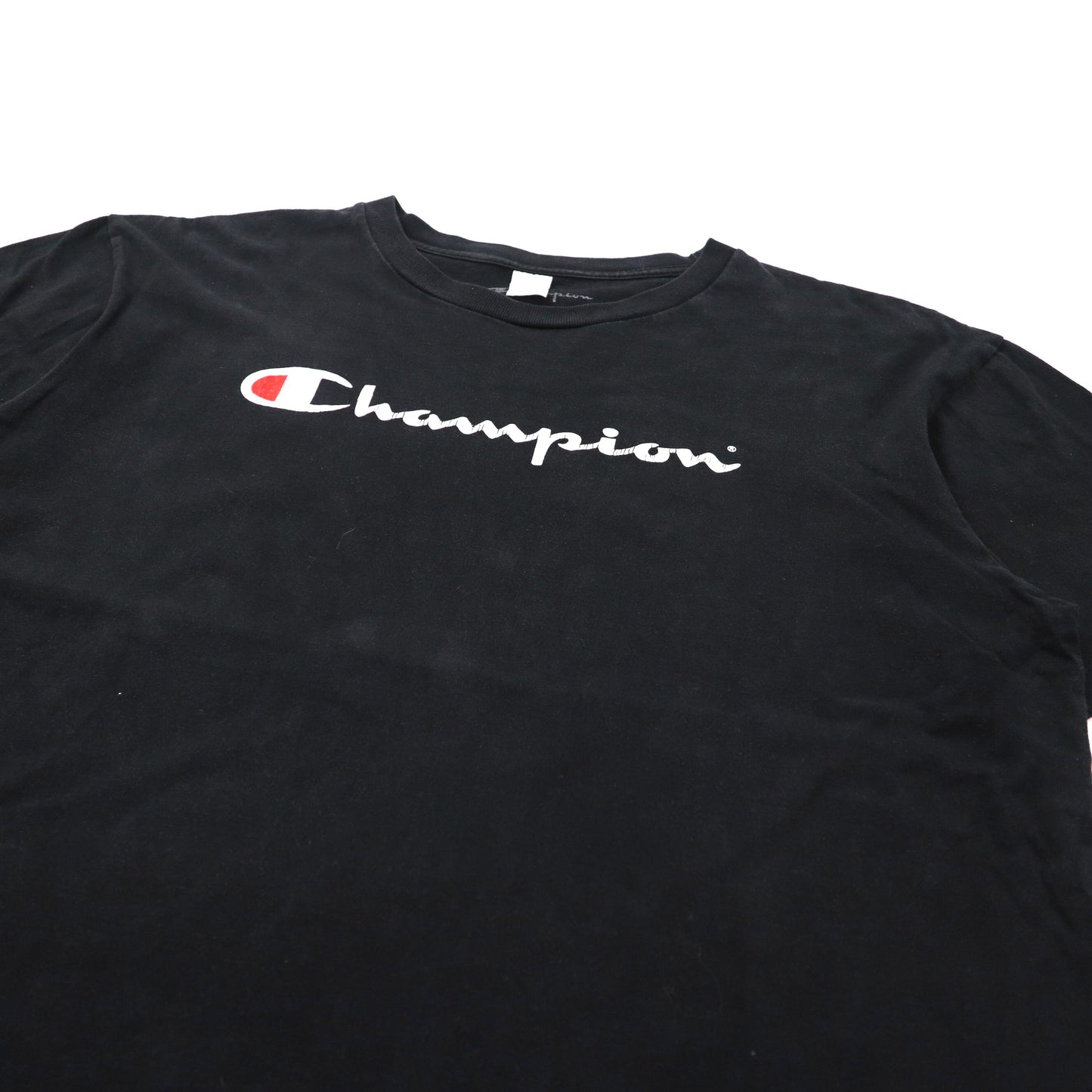 Champion ビッグサイズ ロゴプリントTシャツ XL ブラック コットン スクリプトロゴ