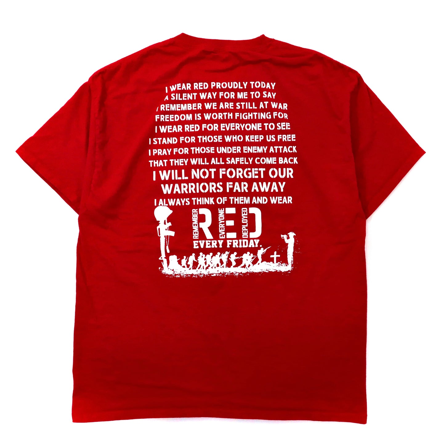 Hanes ビッグサイズ プリントTシャツ XL レッド コットン 両面プリント WEAR RED FRIDAYS 日本米軍