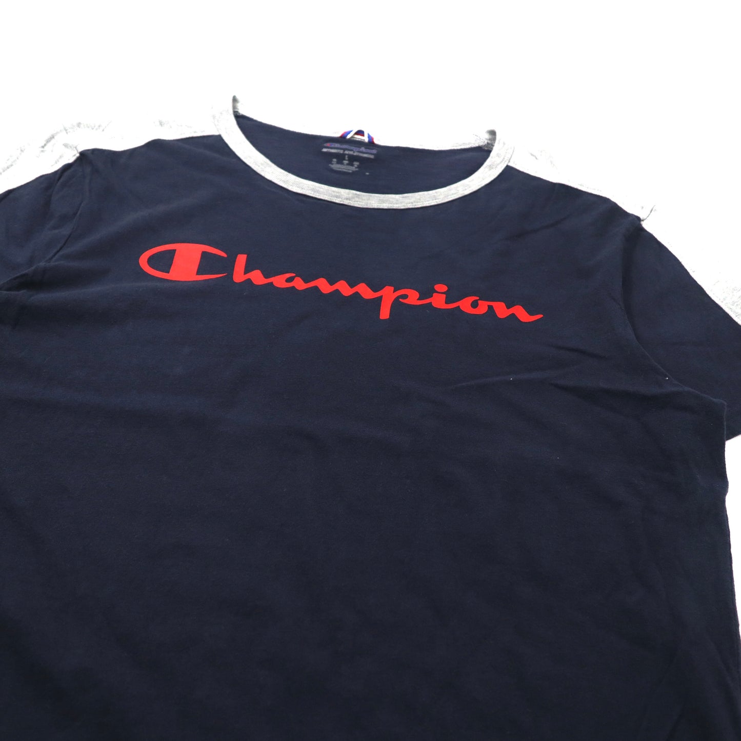 Champion ビッグサイズ ロゴプリントTシャツ XL ネイビー コットン スクリプトロゴ