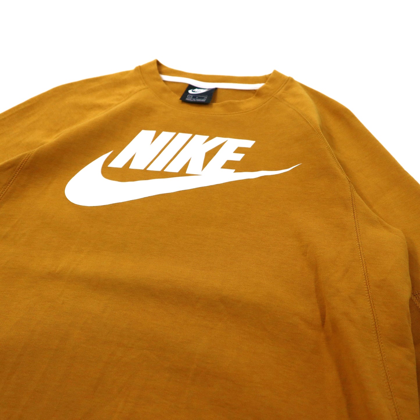 NIKE ロゴプリントスウェット S ベージュ コットン Modern Fleece HBR Crew Sweat Mustard CU4474-712 2020年モデル