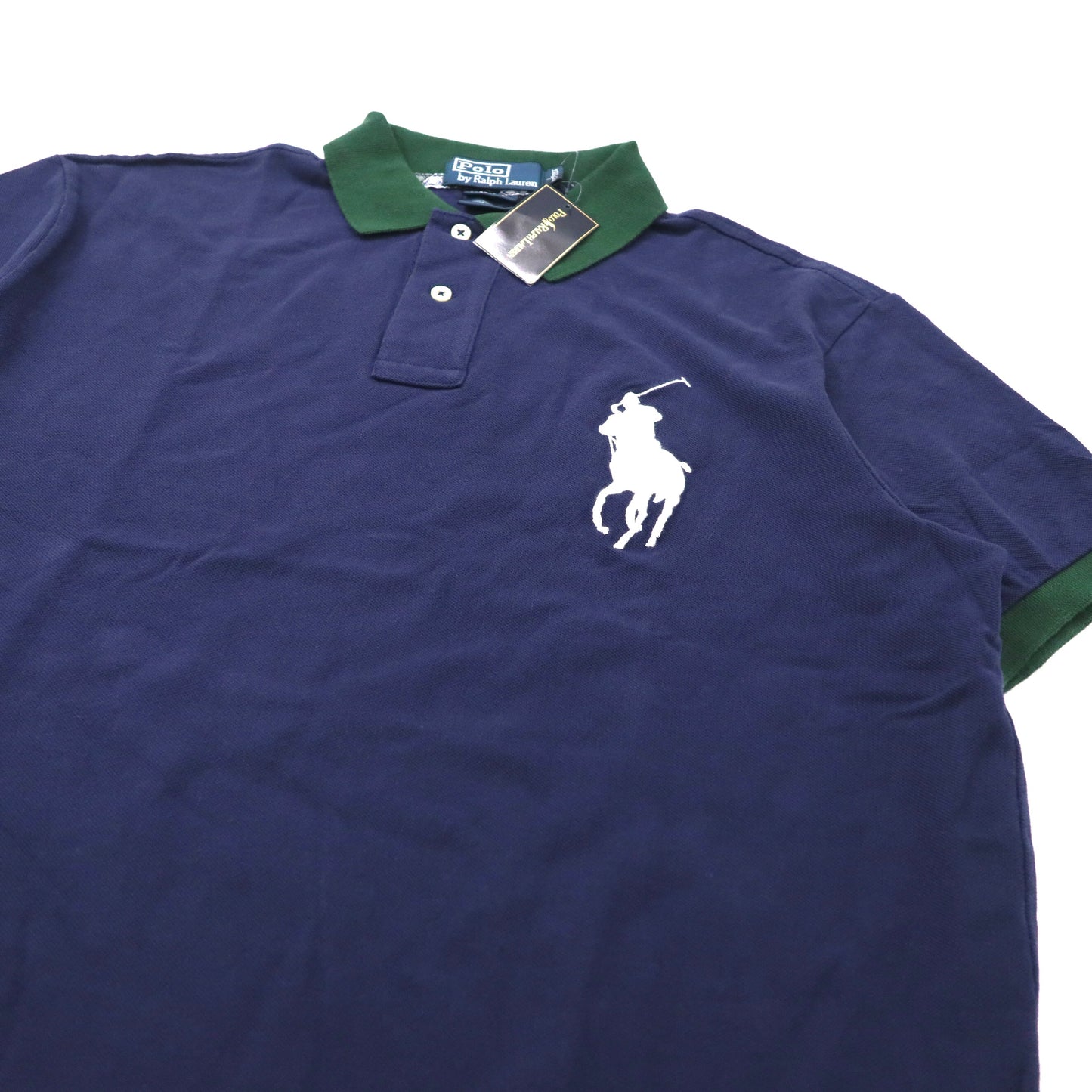 Polo by Ralph Lauren ポロシャツ L ネイビー コットン ビッグポニー刺繍 ナンバリング CUSTOM FIT CLASSICS 未使用品