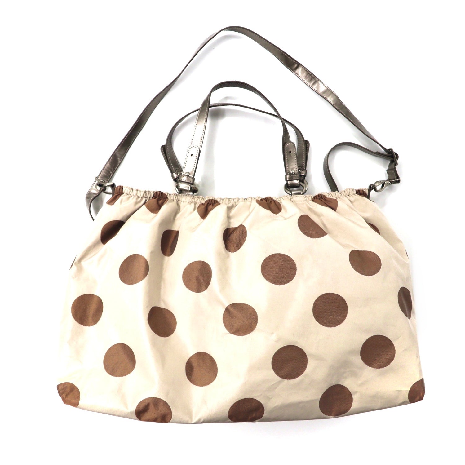 agnes.b Voyage 2way nylon shoulder bag handbag polka dot brown