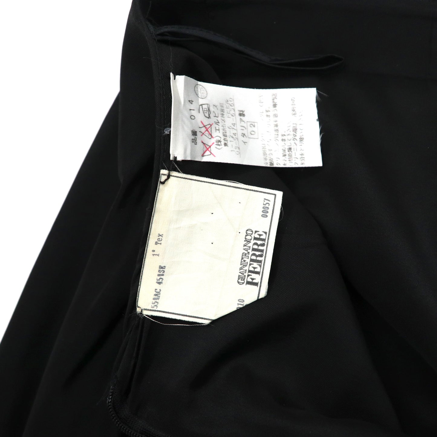 GIANFRANCO FERRE アシンメトリー デザインスカート 40 ブラック アセテート サテン オールドデザイナー イタリア製