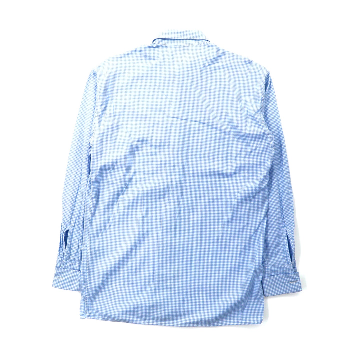 VERSUS ( GIANNI VERSACE ) ギンガムチェックシャツ 46 ブルー ライオンボタン イタリア製