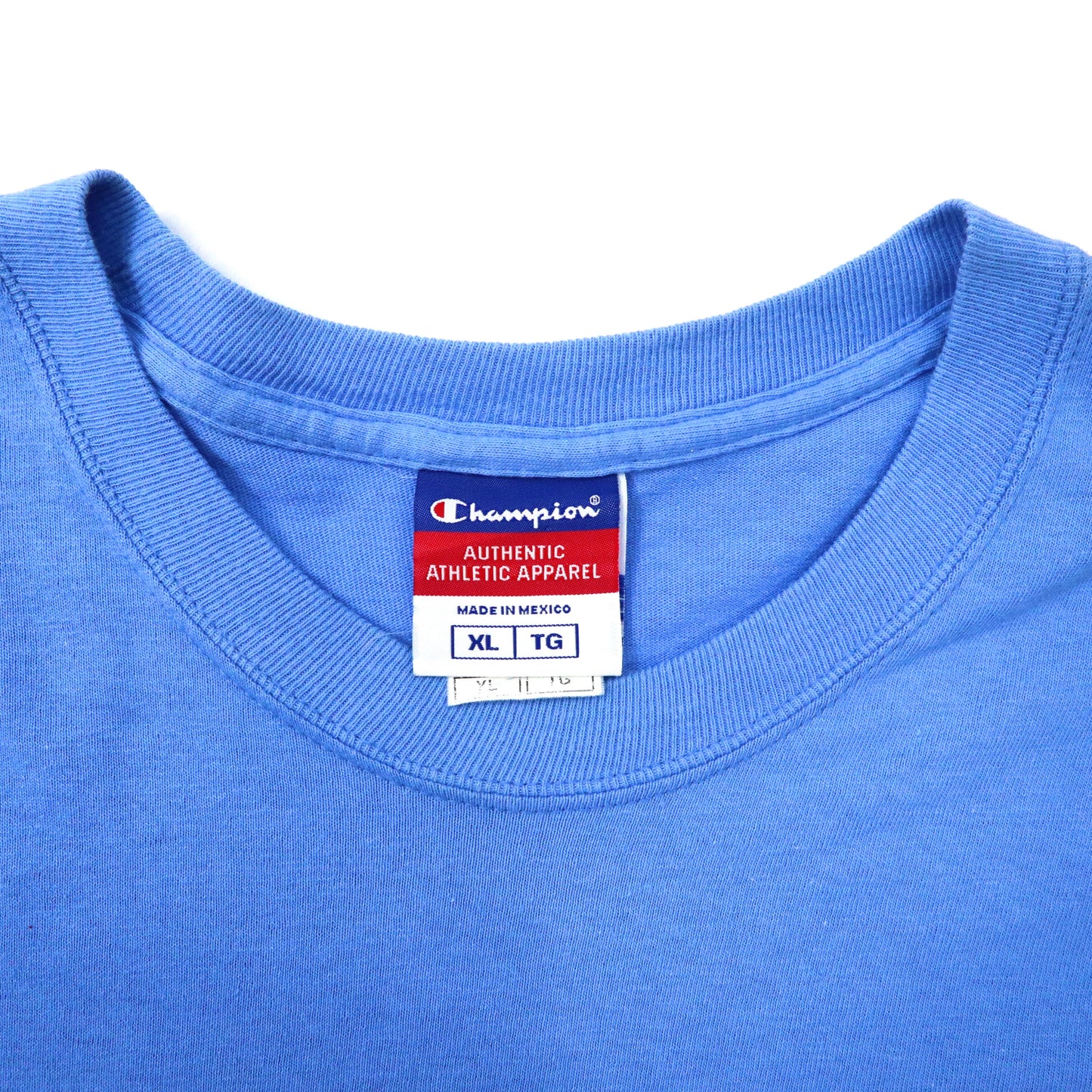 Champion ビッグサイズTシャツ XL ブルー コットン ワンポイントロゴ刺繍 90年代 メキシコ製