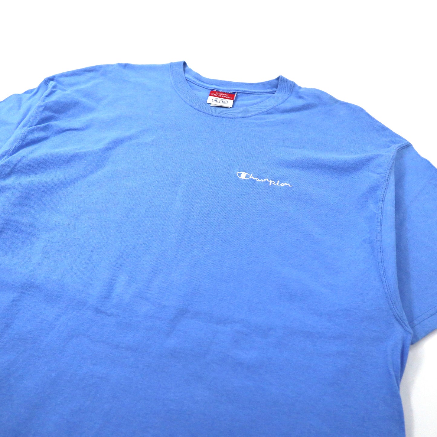 Champion ビッグサイズTシャツ XL ブルー コットン ワンポイントロゴ刺繍 90年代 メキシコ製
