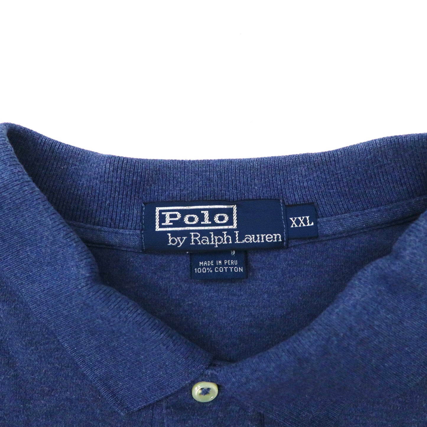 Polo by Ralph Lauren ビッグサイズ 長袖ポロシャツ XXL ネイビー コットン スモールポニー刺繍 ペルー製