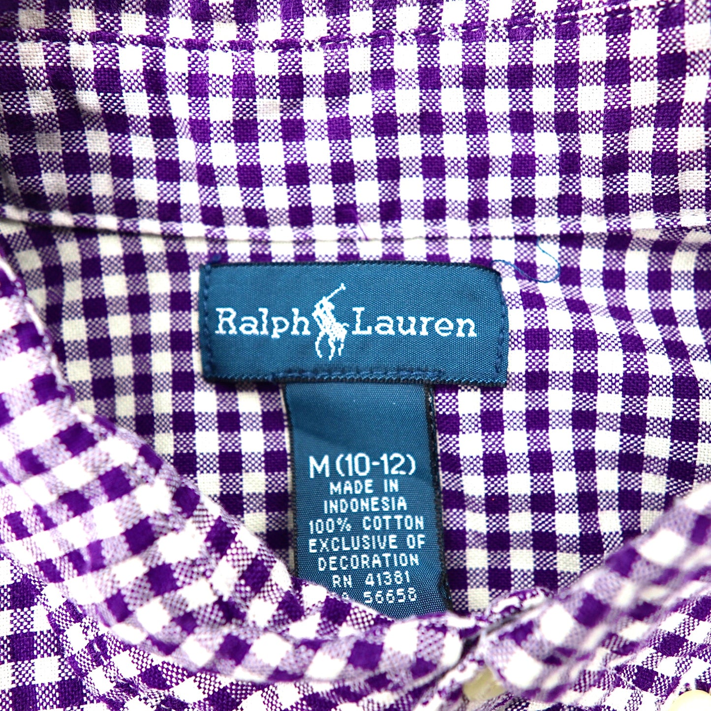Ralph Lauren ボタンダウンシャツ M ブルー ギンガムチェック スモールポニー刺繍