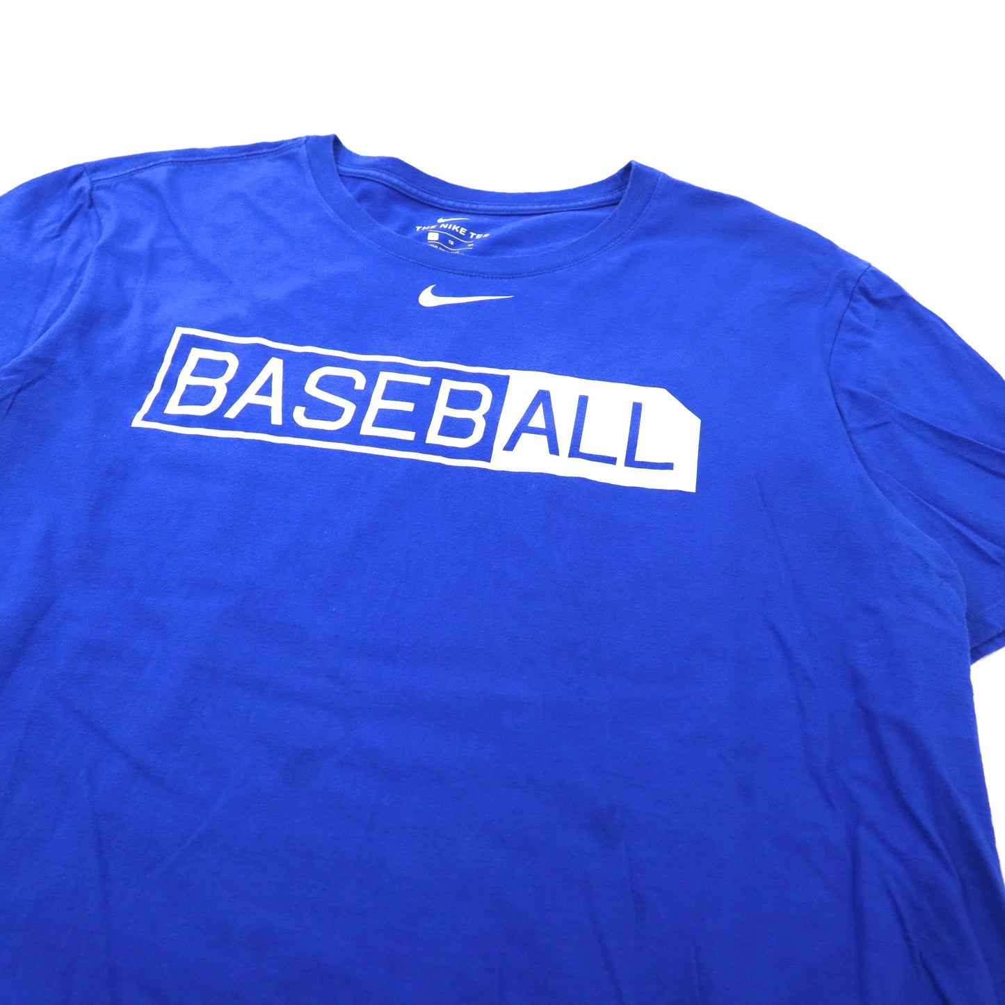 NIKE ベースボールプリントTシャツ XL ブルー コットン BASEBALL ホンジュラス製