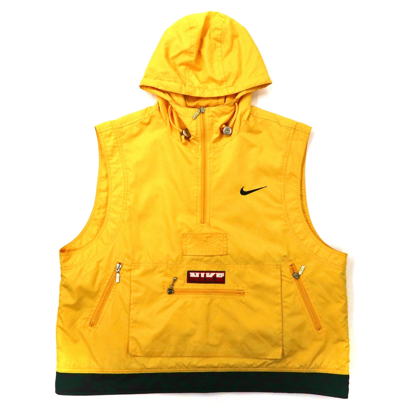 Nike Anorak Hoodie Vest XL Yellow Nylon Half Zip Big Size Silver ...