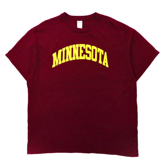 日本然リトテ-古着オンライン-GILDAN ビッグサイズ カレッジプリントTシャツ XL ボルドー コットン MINNESOTA ドミニカ共和国製-