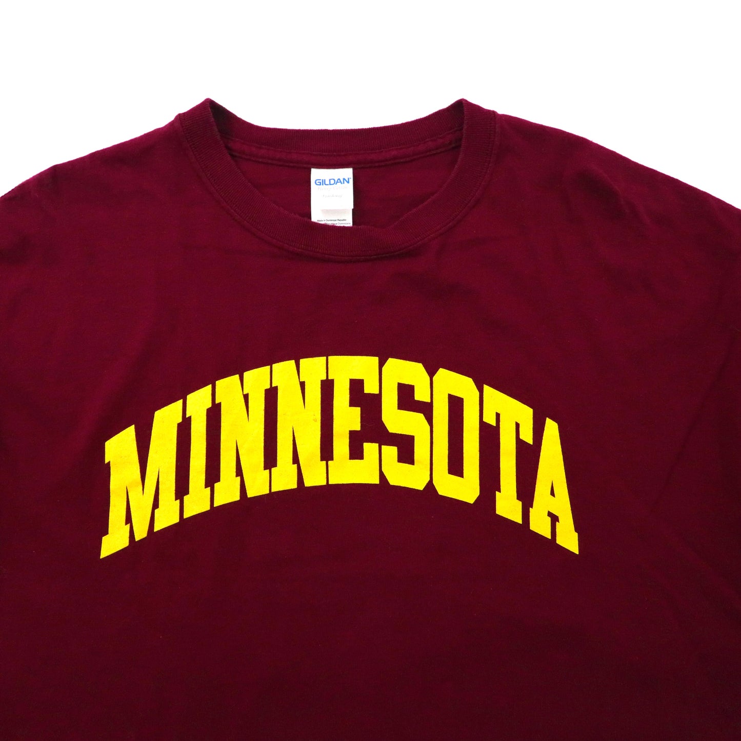 GILDAN ビッグサイズ カレッジプリントTシャツ XL ボルドー コットン MINNESOTA ドミニカ共和国製