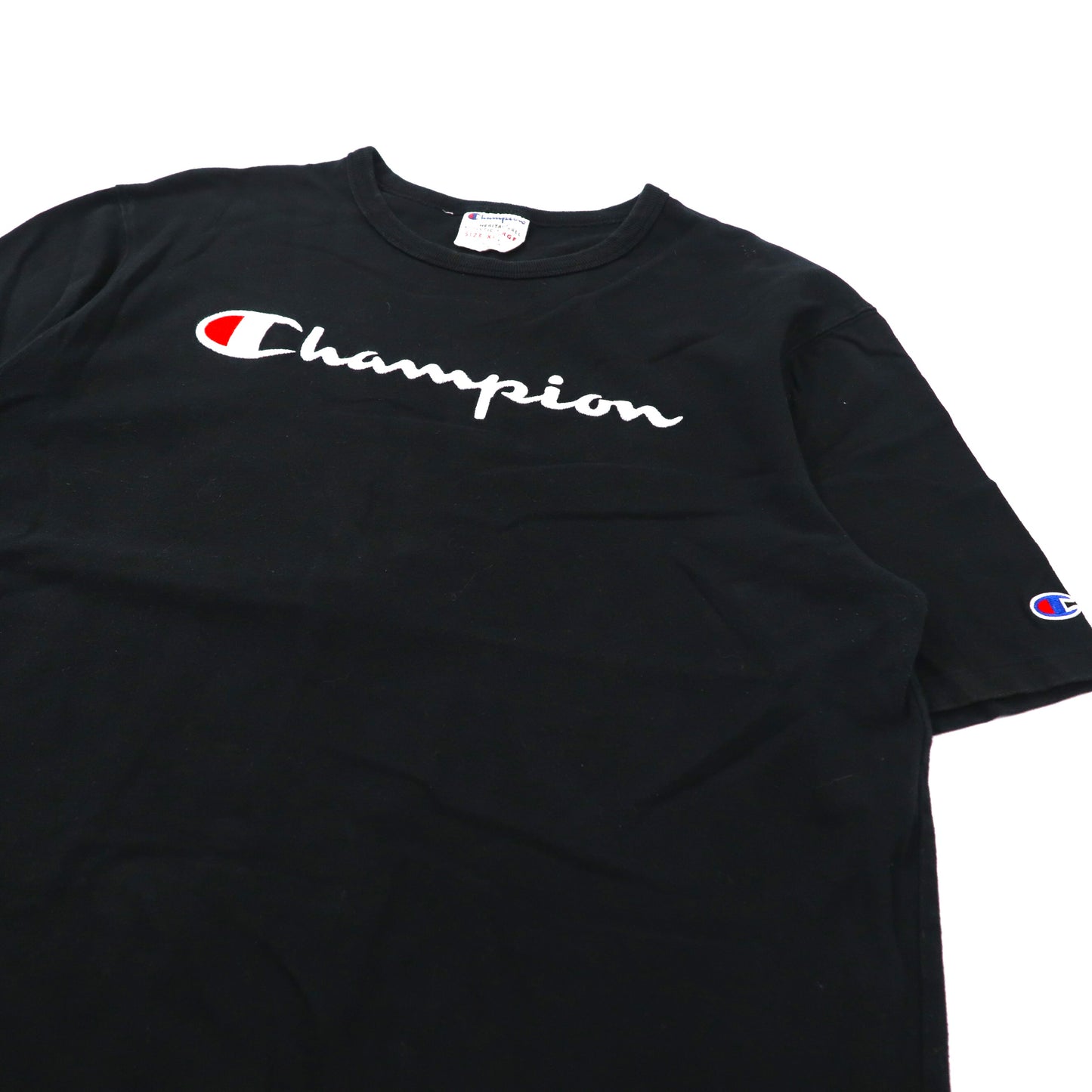 Champion ビッグサイズ ロゴTシャツ XL ブラック コットン スクリプトロゴ刺繍