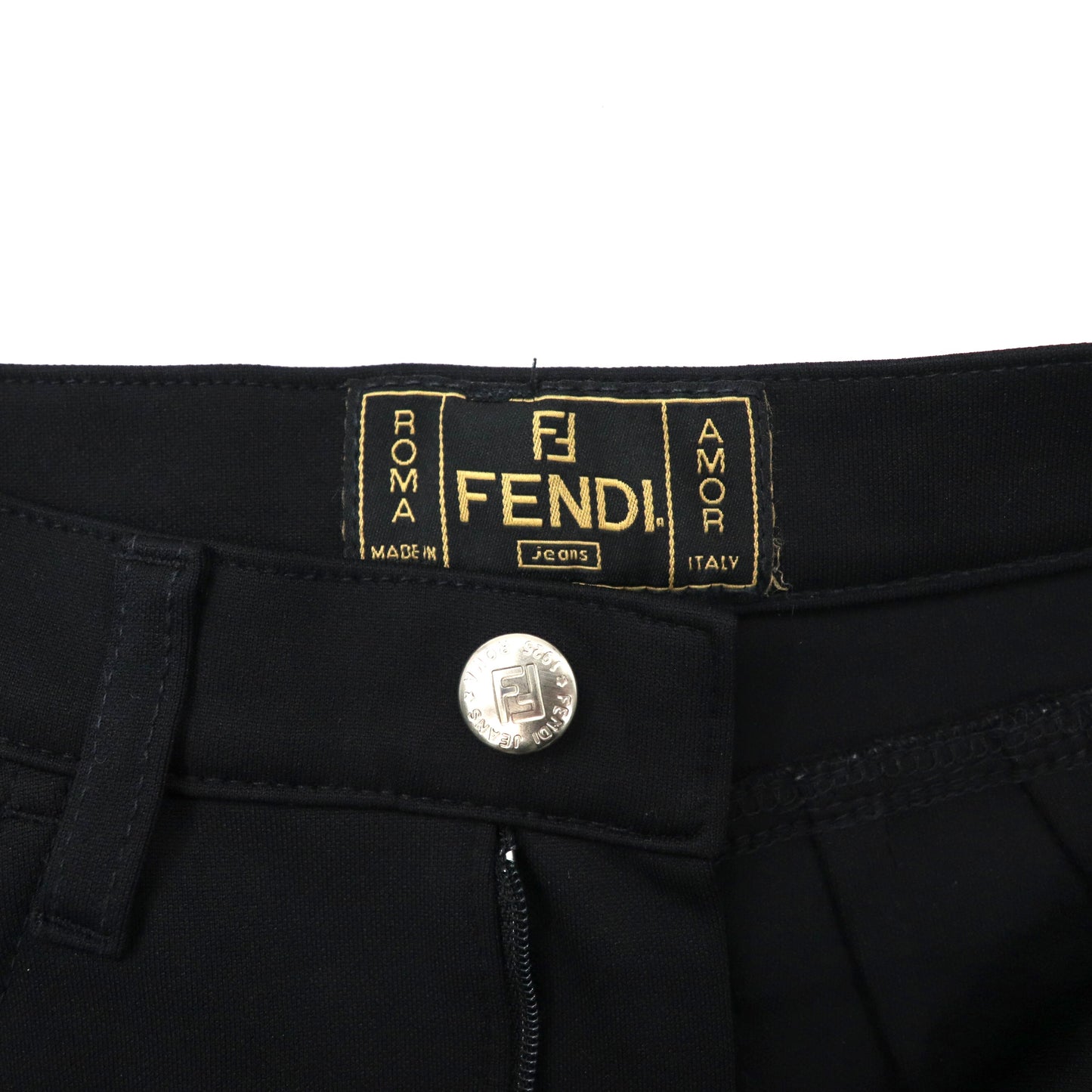 FENDI スリムスラックスパンツ 26 ブラック ポリエステル ストレッチ イタリア製