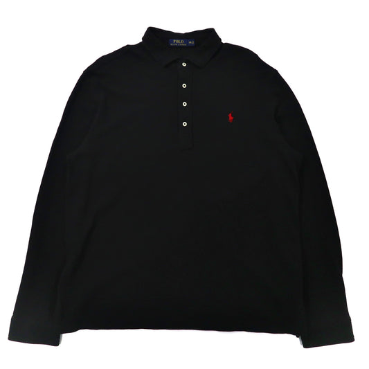 日本然リトテ-古着オンライン-POLO RALPH LAUREN ビッグサイズ 長袖ポロシャツ XXL ブラック コットン 鹿の子 スモールポニー刺繍-