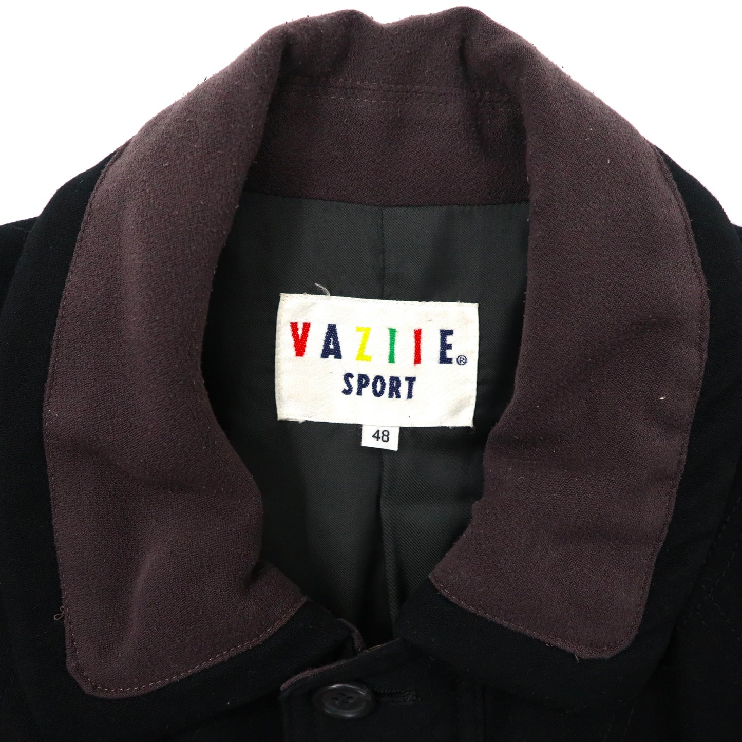 VAZIIE SPORT 異素材切り替えコート 48 マルチカラー コーデュロイ キャラクター刺繍 ビッグサイズ 80年代 日本製