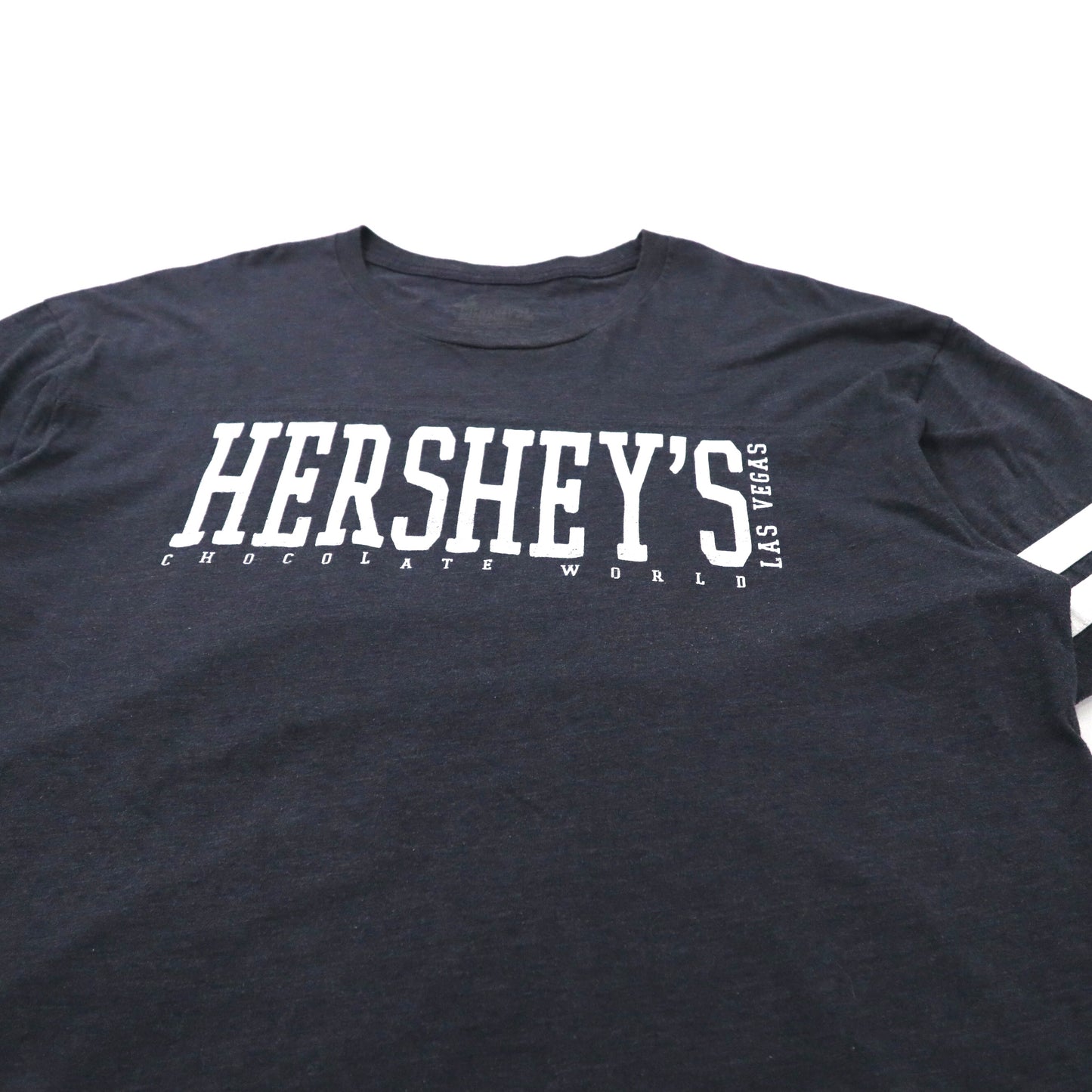 HERSEY'S CHOCOLATE WORLD フットボールプリントTシャツ XL ネイビー コットン パキ綿 US企業ロゴ ビッグサイズ