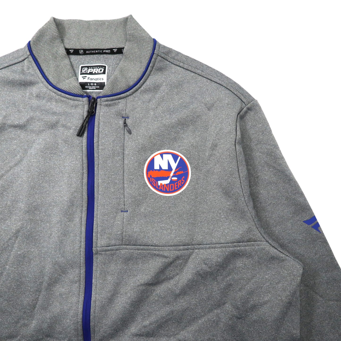 NHL トラックジャケット L グレー ポリエステル フリースライナー NEWYORK ISLANDERS