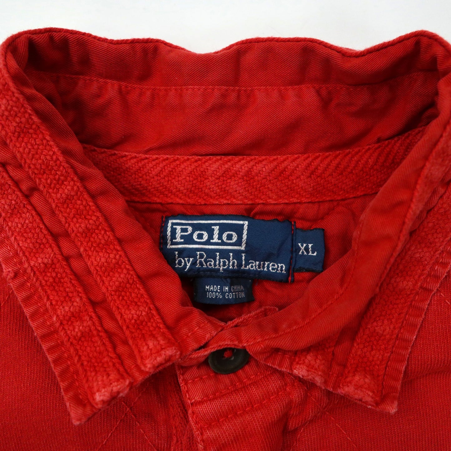 Polo by Ralph Lauren ビッグサイズ ラガーシャツ 長袖ポロシャツ XL レッド コットン エルボーパッチ スモールポニー刺繍