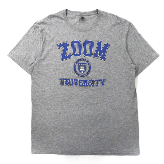 日本然リトテ-古着オンライン-GILDAN ビッグサイズ カレッジTシャツ XL グレー コットン ZOOM UNIVERSITY ホンジュラス製-