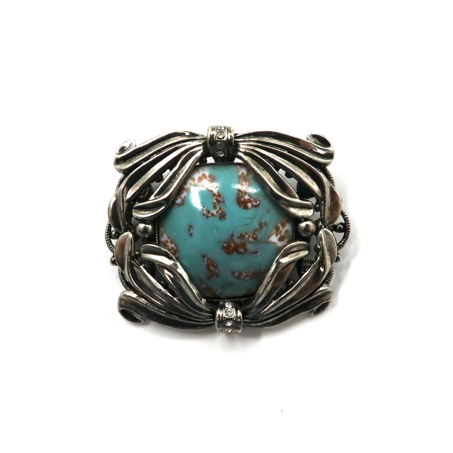 Vintage Turquoise Brooch ターコイズ ブローチ ブルー シルバー