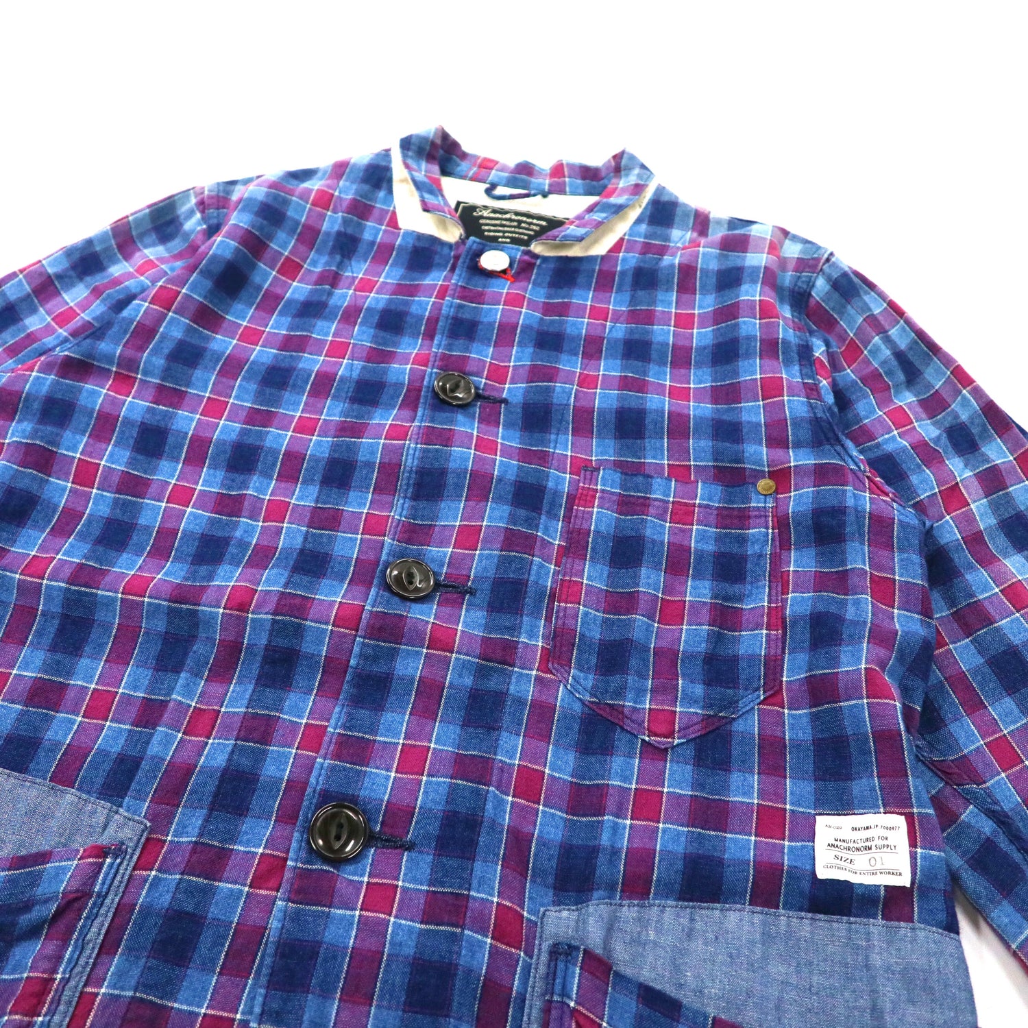 Anachronorm Coverall Shirt 1 Blue CHECKED Cotton Japan Made