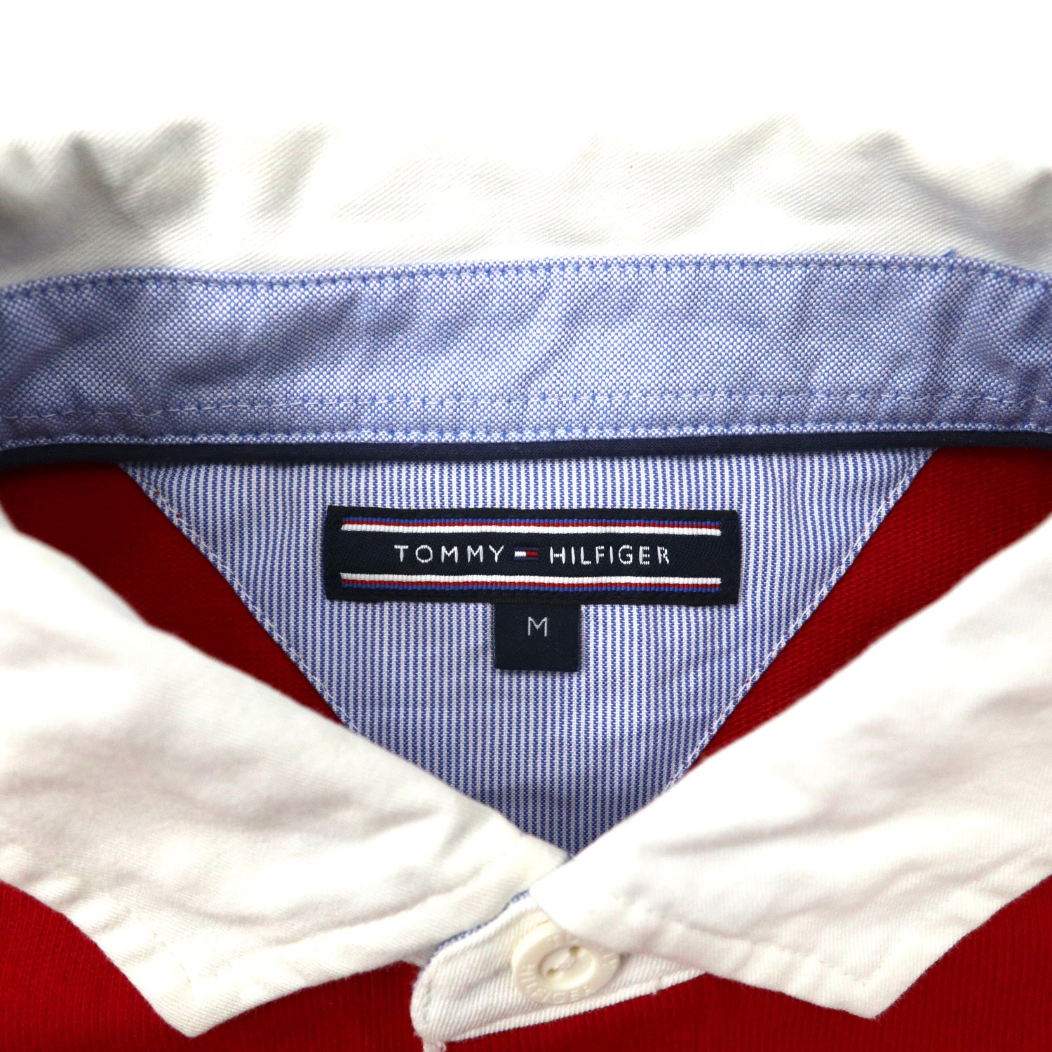 TOMMY HILFIGER RUGBY SHIRT M Red Cotton Logo Embroidery MW0MW06611