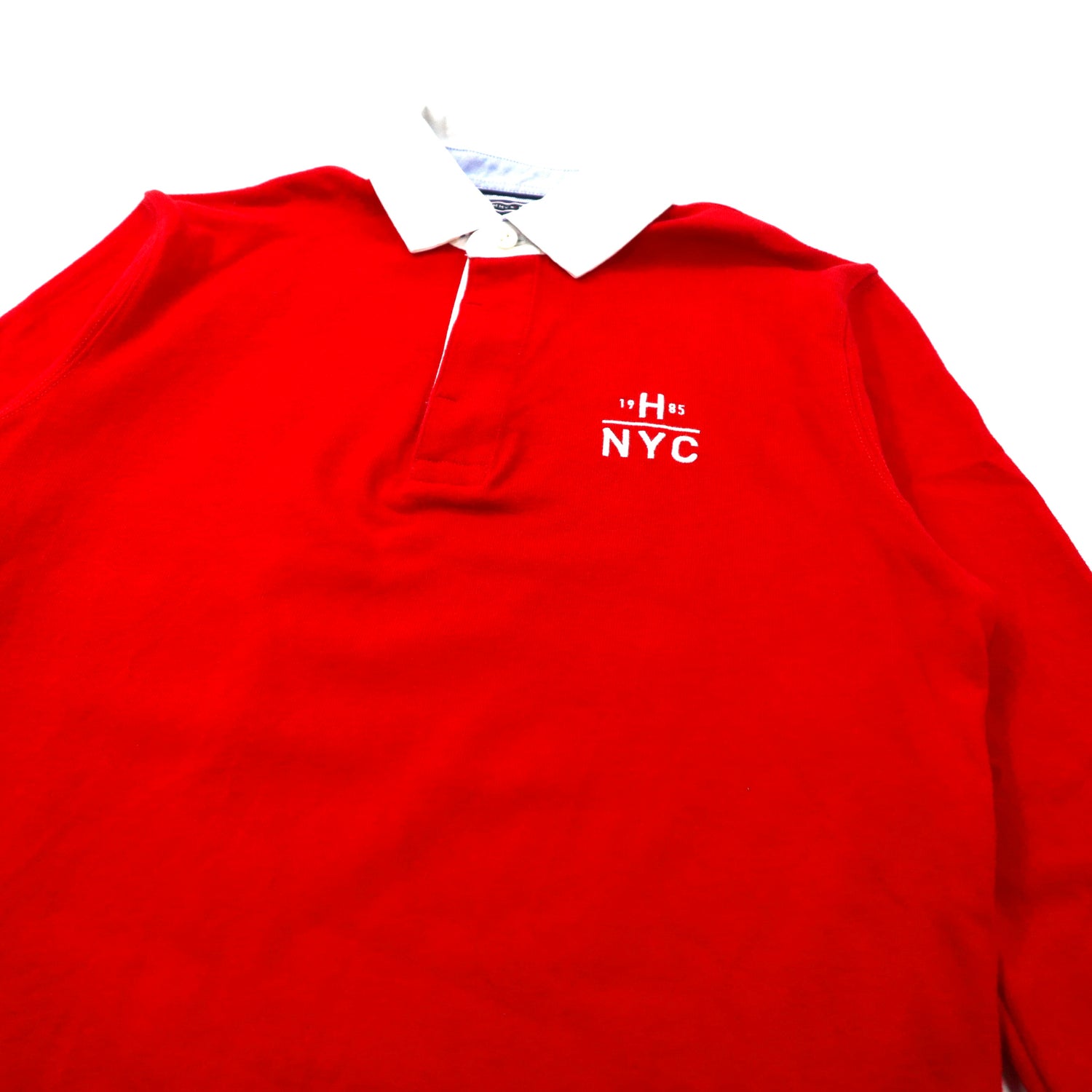 TOMMY HILFIGER RUGBY SHIRT M Red Cotton Logo Embroidery MW0MW06611