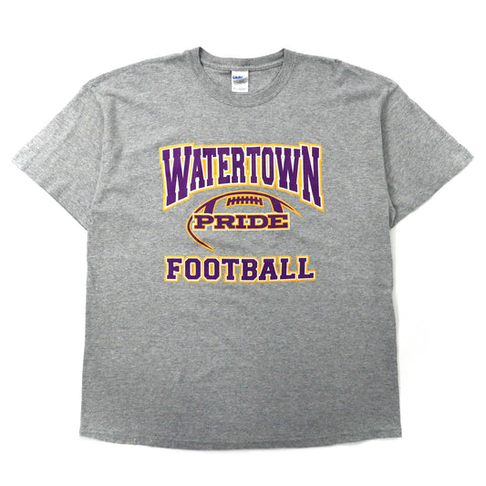 日本然リトテ-古着オンライン-GILDAN ビッグサイズ カレッジ Tシャツ XL グレー コットン WATERTOWN FOOTBALL-