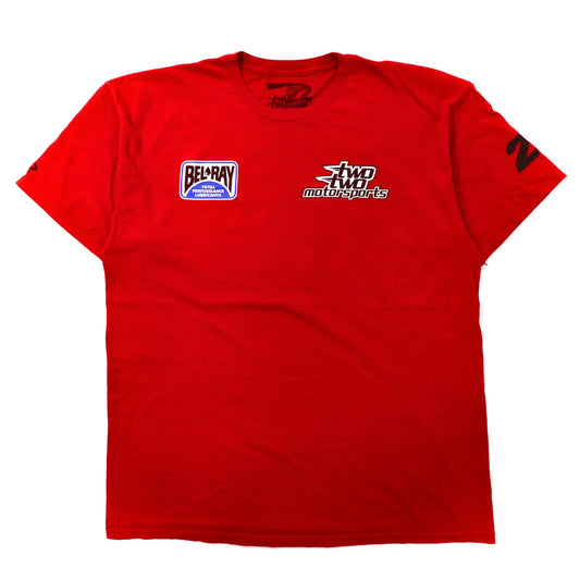 日本然リトテ-古着オンライン-two two motorsports レーシングTシャツ XL レッド コットン 両面プリント メキシコ製-